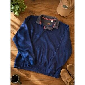 Orvis Men’s XXL Blue Snap Neck Pullover Sweatshirt Fishing Casual Cotton Blend